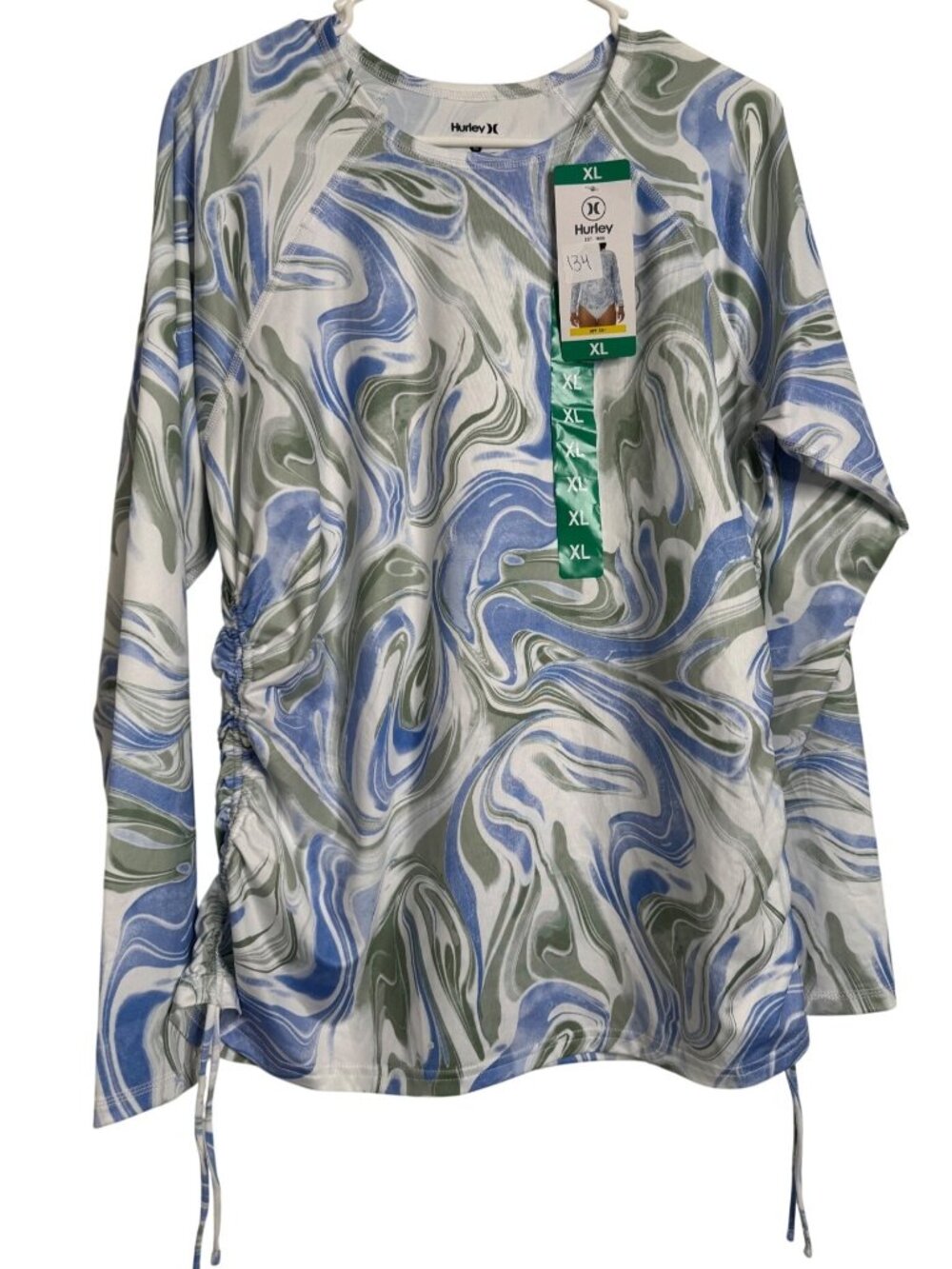 Hurley Long Sleeve Swim Shirt Size XL NWT UPF 50+ Rushed Sides